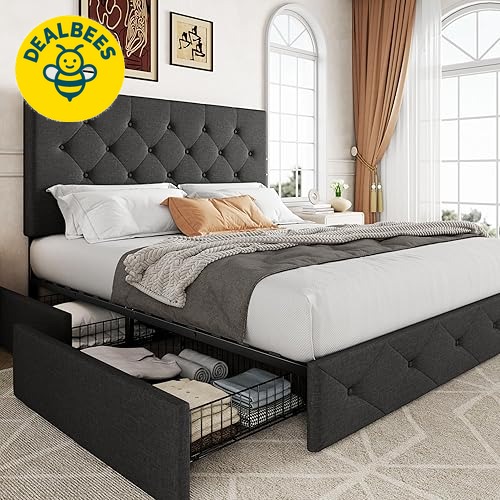Allewie Upholstered Queen Size Platform Bed Frame with β $179.98 (14% OFF)