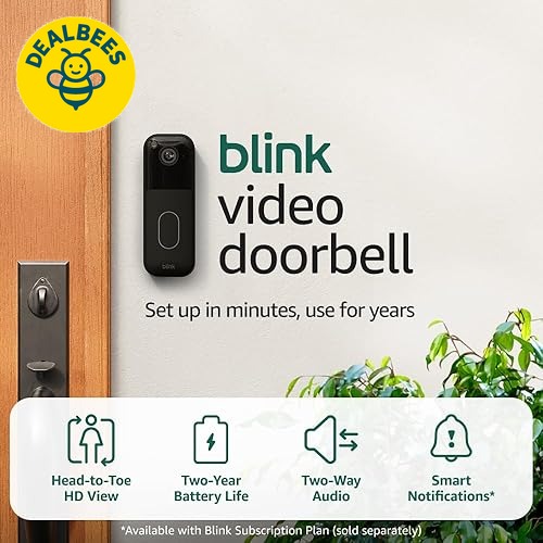 Blink Video Doorbell + Outdoor (Core included) β $103.99 (58% OFF)