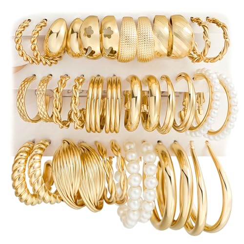 Gold Hoop Earrings Set for Women – $9.99 (23% OFF)