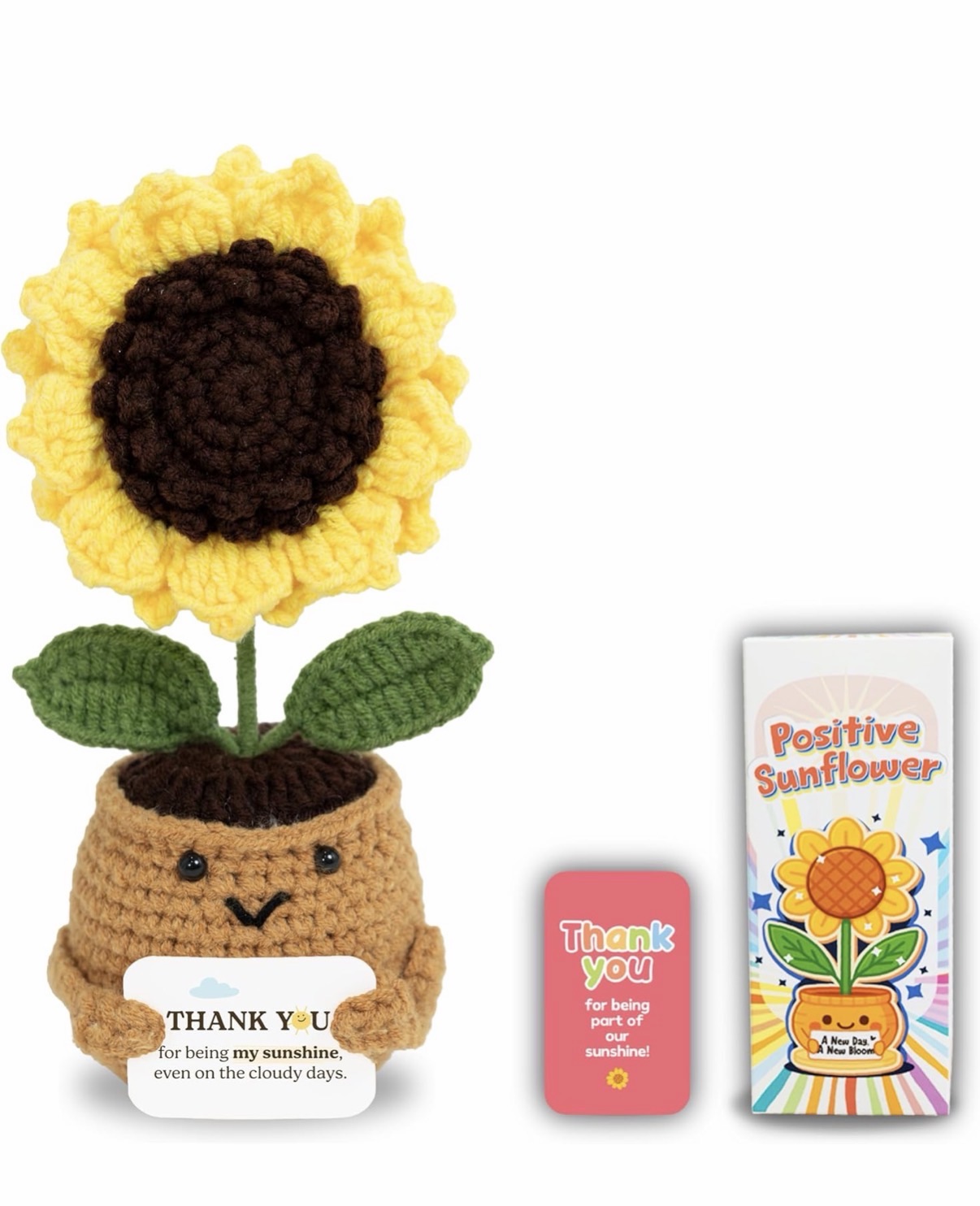 Handmade Positive Sunflower Crochet Doll – $7.99 (50% OFF)