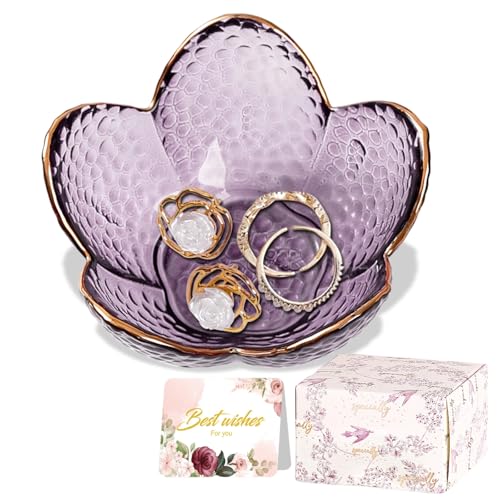 Purple Flower Jewelry Dish Gla – $10.59 (34% OFF)