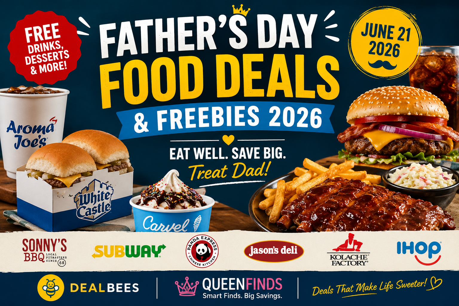 Father’s Day Food Deals & Freebies 2026: Where Dads Can Eat Free, Save Big & Enjoy Special Offers ππ¨βπ§βπ¦