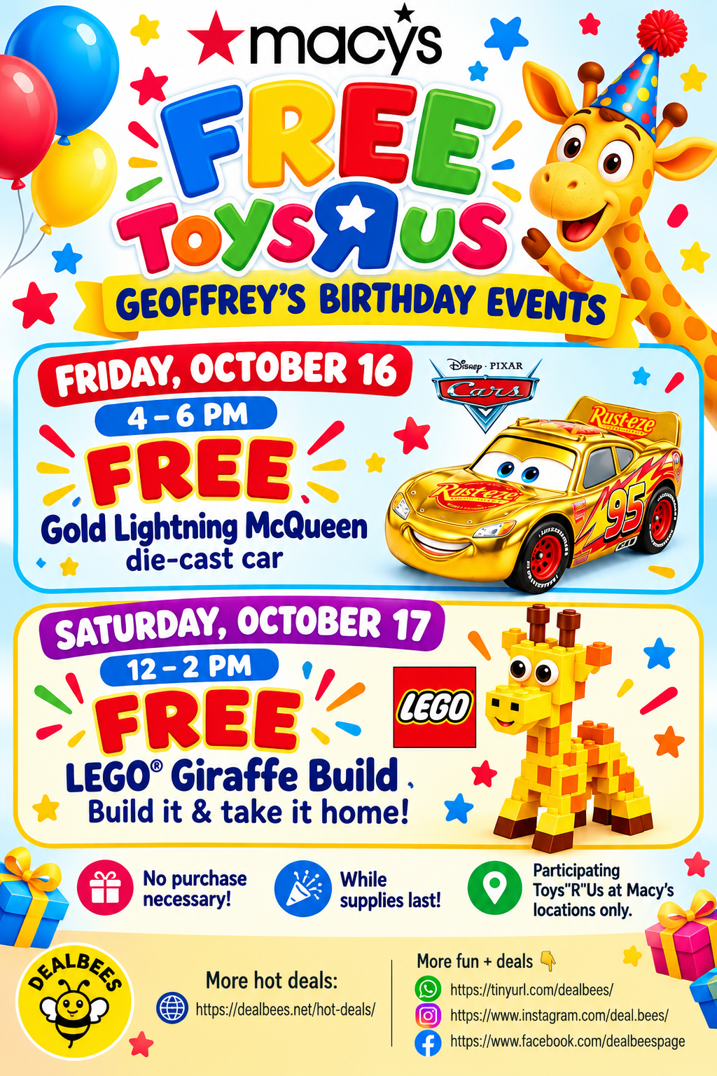 🎉🦒 FREE TOYS AT MACY’S — 2 DAYS OF FUN! 🚗🧱